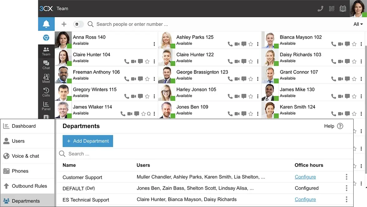 3CX-Enterprise-phone-system-Departments